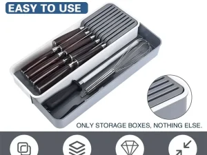 Drawer Dividers Kitchen Knife Organizer Storage Rack Holder Tray Utensil Insert