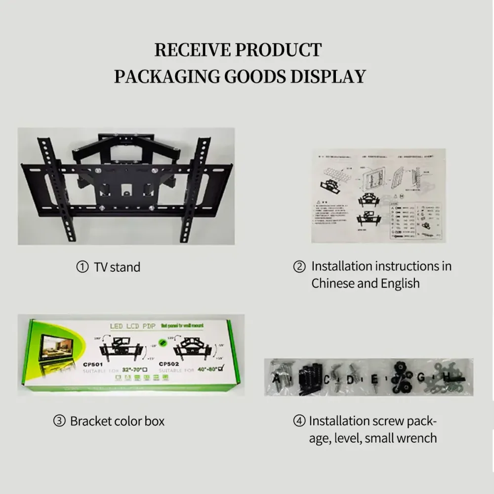 TV Wall Mount Monitor Rotating Bracket Adjustable Screen Holder Stand for Home