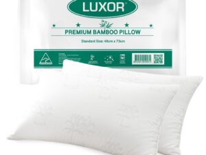 Luxor Australian Made Bamboo Cooling Pillow Standard Size Twin Pack