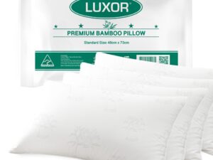 Luxor Australian Made Bamboo Cooling Pillow Standard Size Four Pack