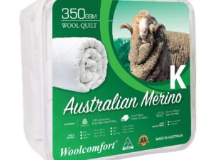 Woolcomfort Aus Made Merino Wool Quilt 350GSM 240x210cm King Size