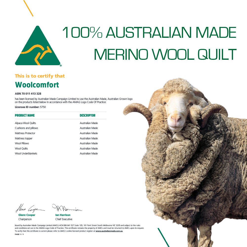 Woolcomfort Aus Made Merino Wool Quilt 350GSM 270x240cm Super King Size