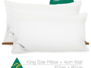Luxor Australian Made Hotel King Size Pillow with 4cm Wall Twin Pack
