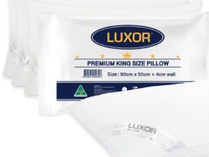 Luxor Australian Made Hotel King Size Pillow with 4cm Wall Four Pack