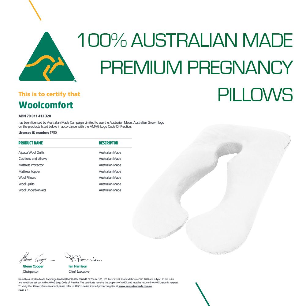 Woolcomfort Aus Made Maternity Pregnancy Nursing Sleeping Body Pillow Pillowcase