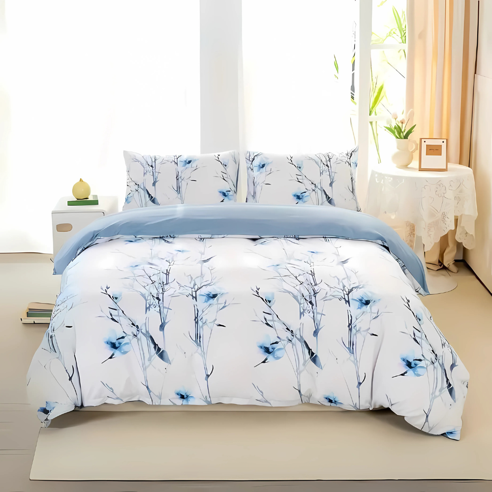 Dreamfields - Mist Floral Quilt Cover Set - (3pcs, King Size)