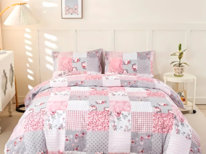 Dreamfields - Soft Pink Plaid Quilt Cover Set - (2pcs, King Single Size)
