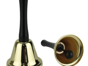 SANTA BELL Jingle Claus Wooden Handle Bells Rattles Christmas Xmas - Gold