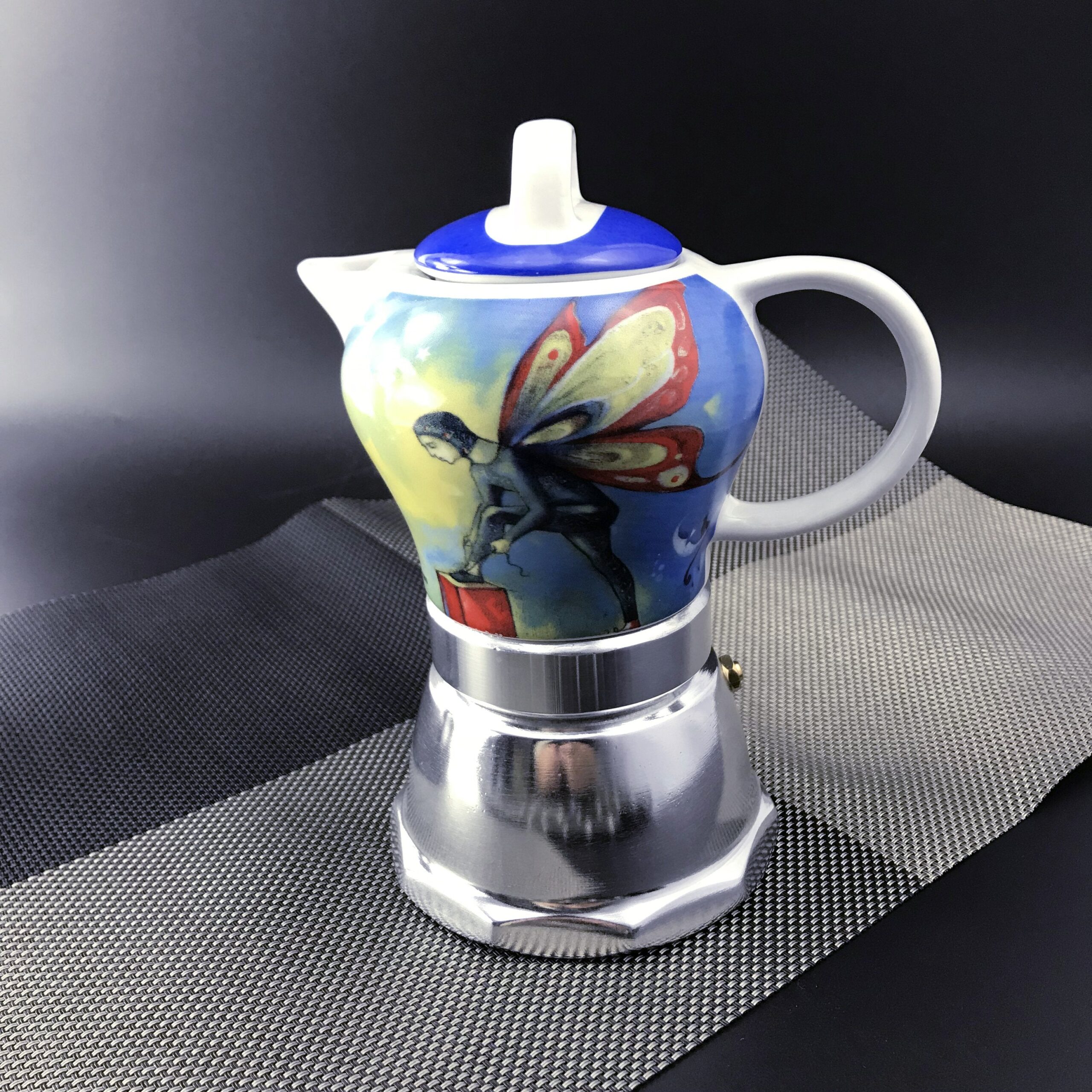 Fairy Vintage Porcelain Ceramic Italian Stove Top Espresso Coffee Maker 3-4Cups