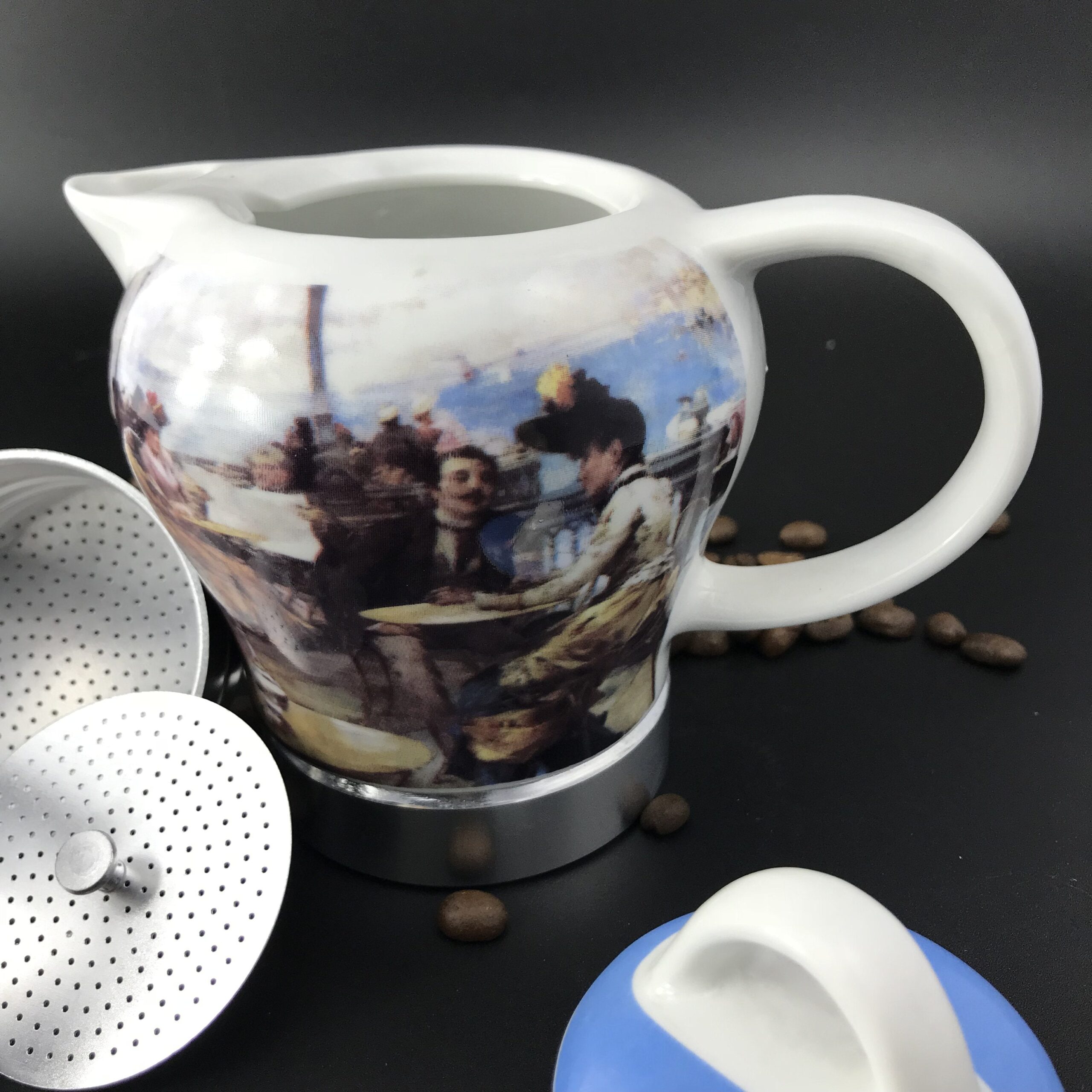 Afternoon Tea Vintage Porcelain Ceramic Italian Stove Top Espresso Coffee Maker