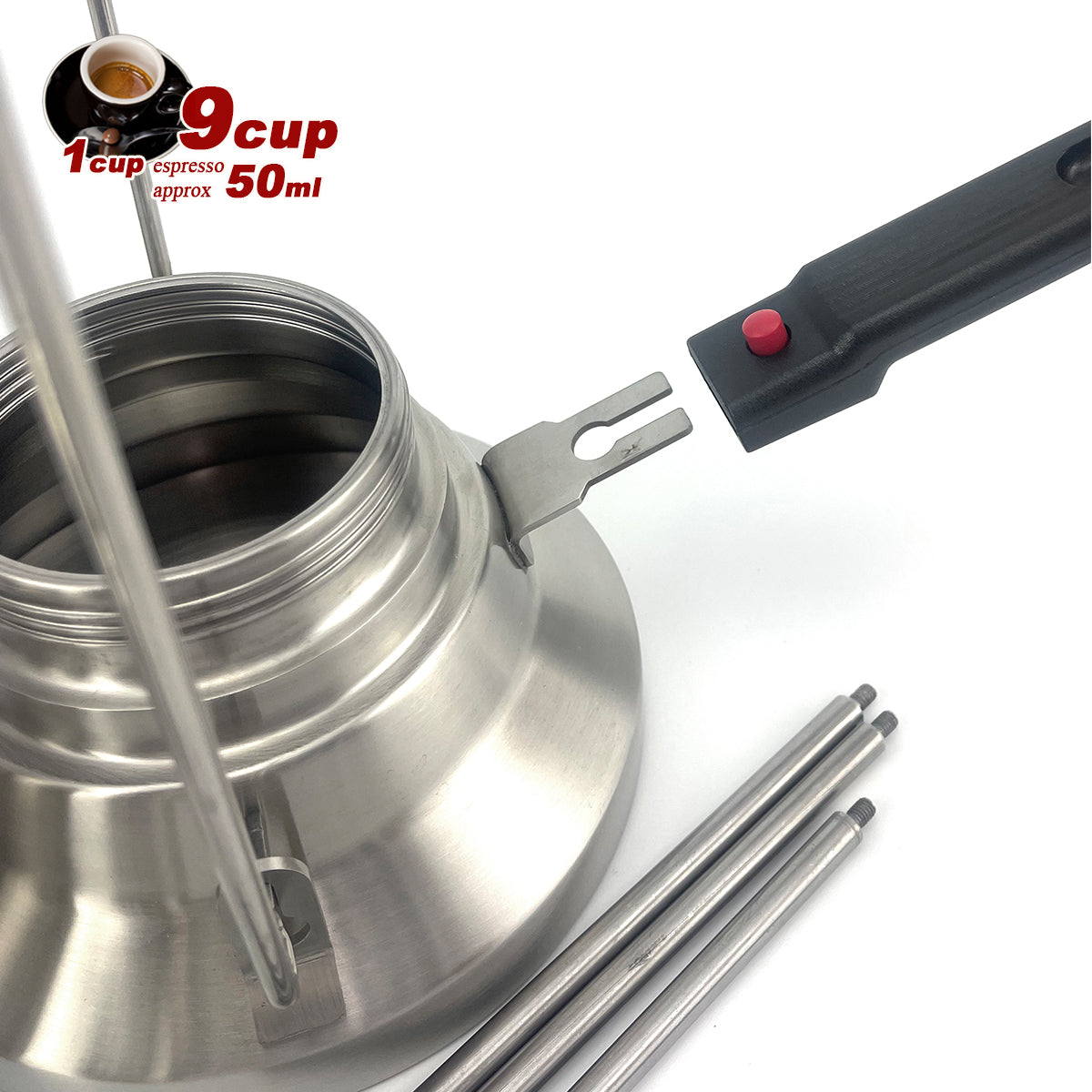 2 In 1 Camping Stainless Steel 9Cup Pot Moka Coffee Maker Italian Espresso