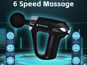 Remology Impact Therapy 6 Adaptive Speed USB-C Massage Gun with 4 Heads
