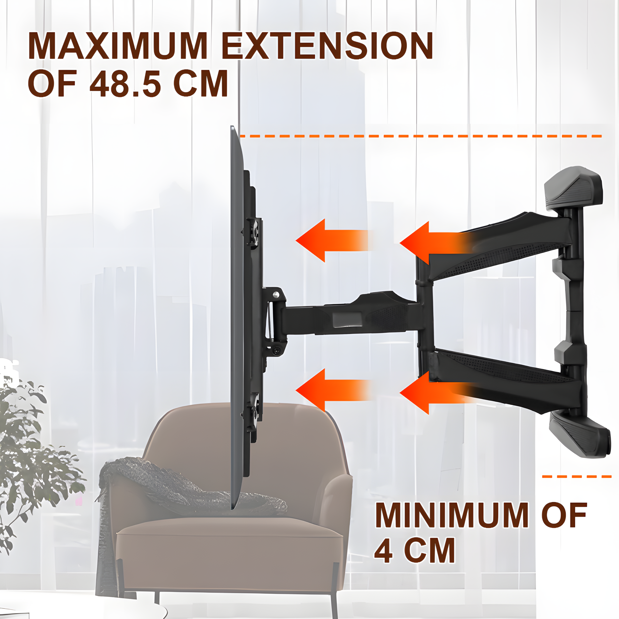 Telescopic Swivel & Tilt TV Monitor Wall Mount Bracket Load up to 85kg Full