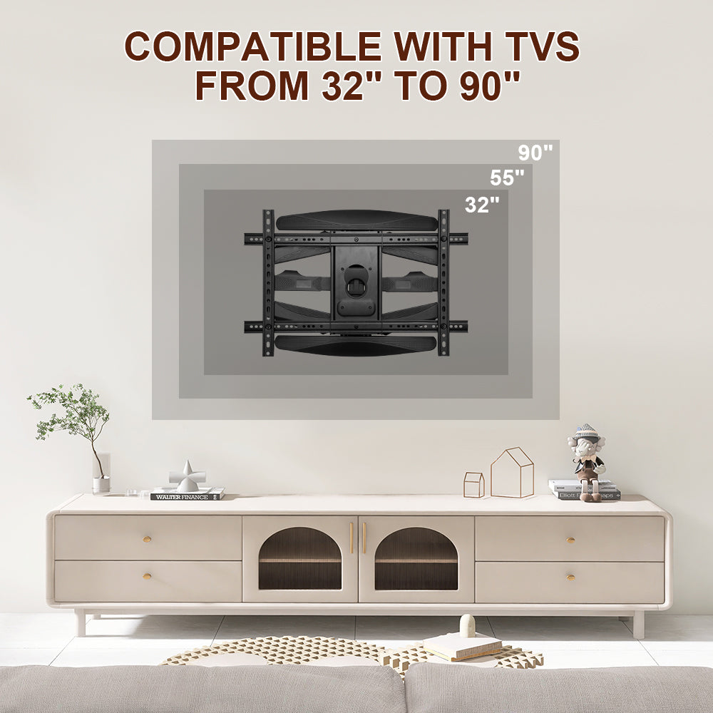 Telescopic Swivel & Tilt TV Monitor Wall Mount Bracket Load up to 85kg Full