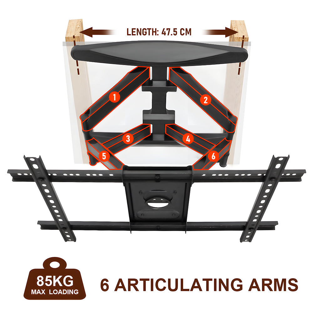Telescopic Swivel & Tilt TV Monitor Wall Mount Bracket Load up to 85kg Full