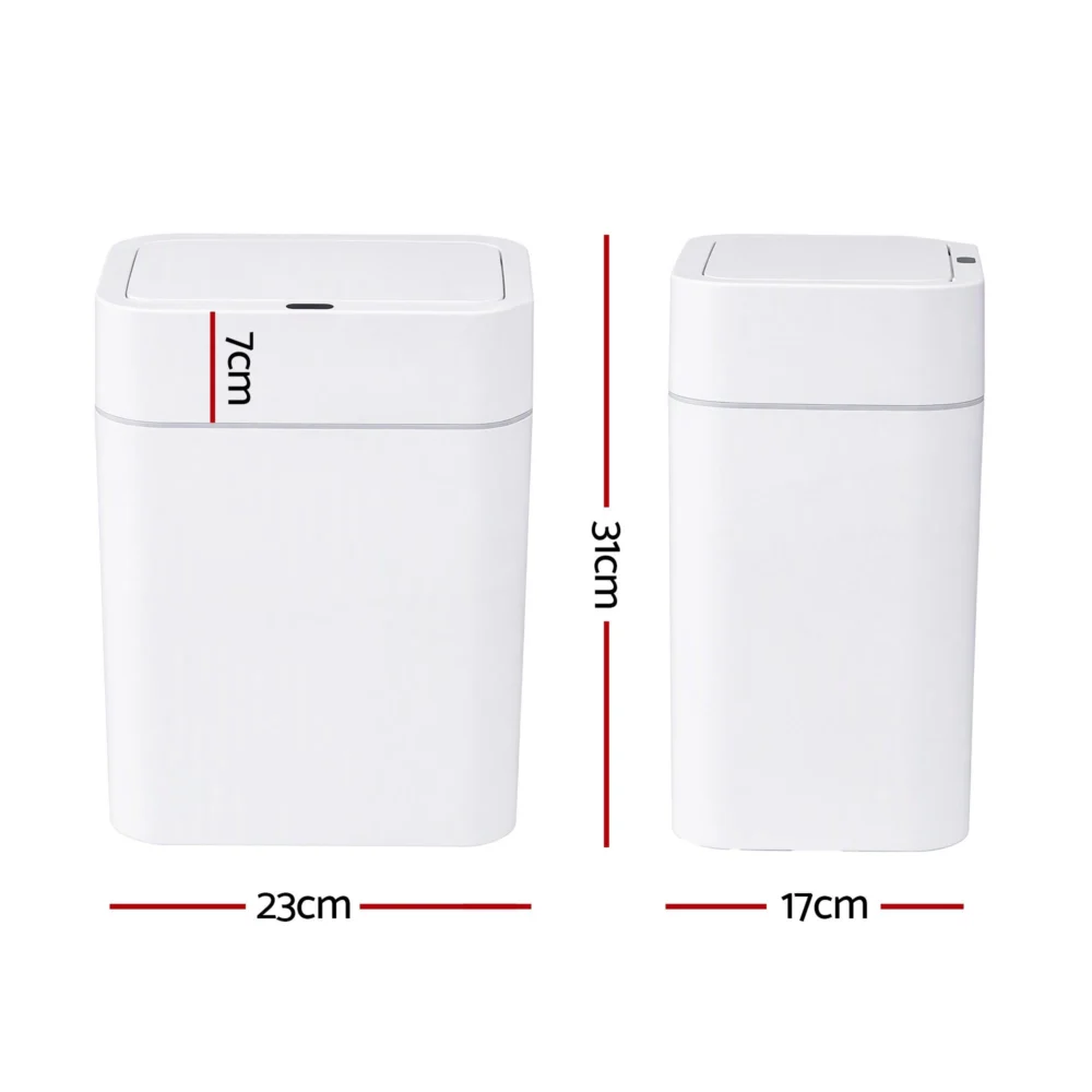 Artiss Rubbish Bin 12L 2-Pack Sensor Kitchen Automatic Motion Touchless White