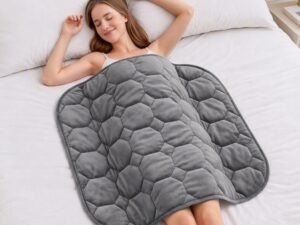 Giselle Weighted Lap Blanket 3.2KG Grey Crystal Velvet Quilted Glass Bead Fill