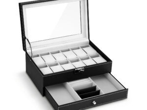 Embellir 12 Grids Watch Box Organizer Case Jewelry Display Storage Showcase