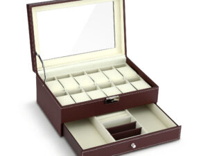 Embellir 12 Grids Watch Box Organizer Case Jewelry Display Storage Showcase