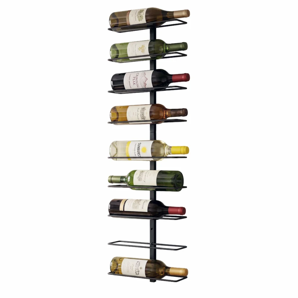 Artiss Wall Mounted Wine Rack 9 Bottles Display Storage Organizer Metal Black