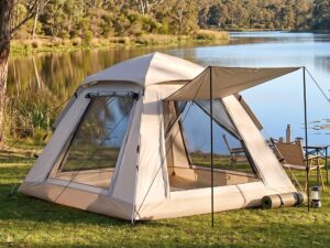 Weisshorn Camping Tent Family Shelter 210D Oxford Fabric Awning 210cm Khaki