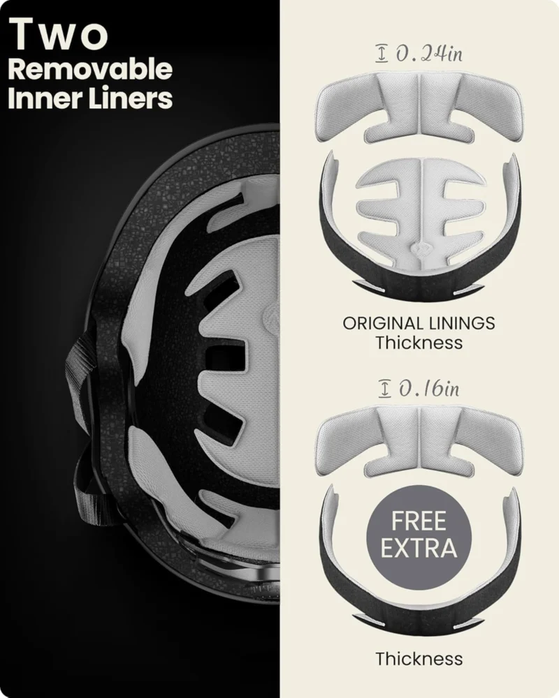 OutdoorMaster Skateboard Cycling Helmet - Two Removable Liners Ventilation
