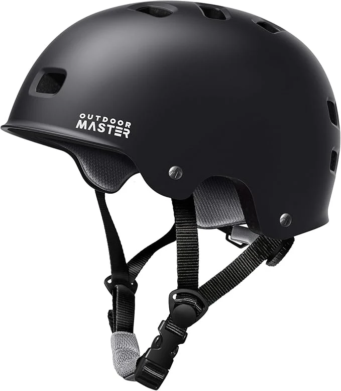 OutdoorMaster Skateboard Cycling Helmet - Two Removable Liners Ventilation