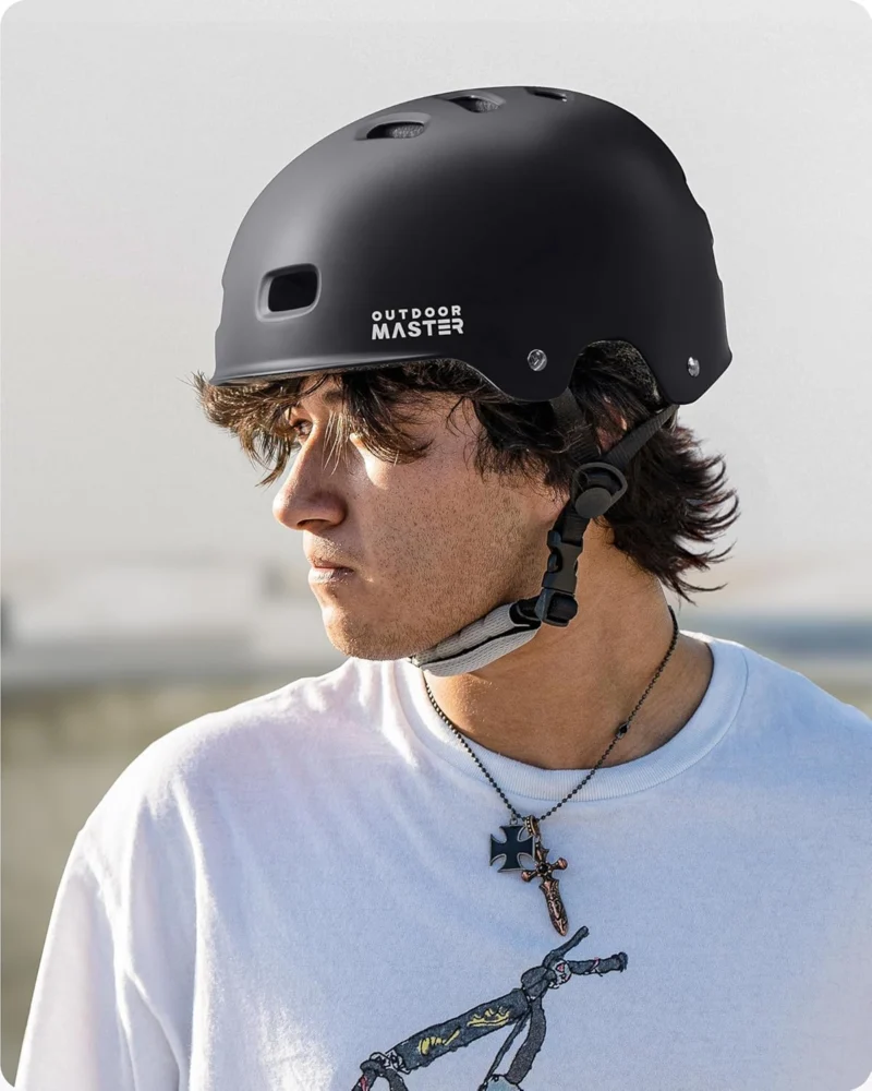 OutdoorMaster Skateboard Cycling Helmet - Two Removable Liners Ventilation