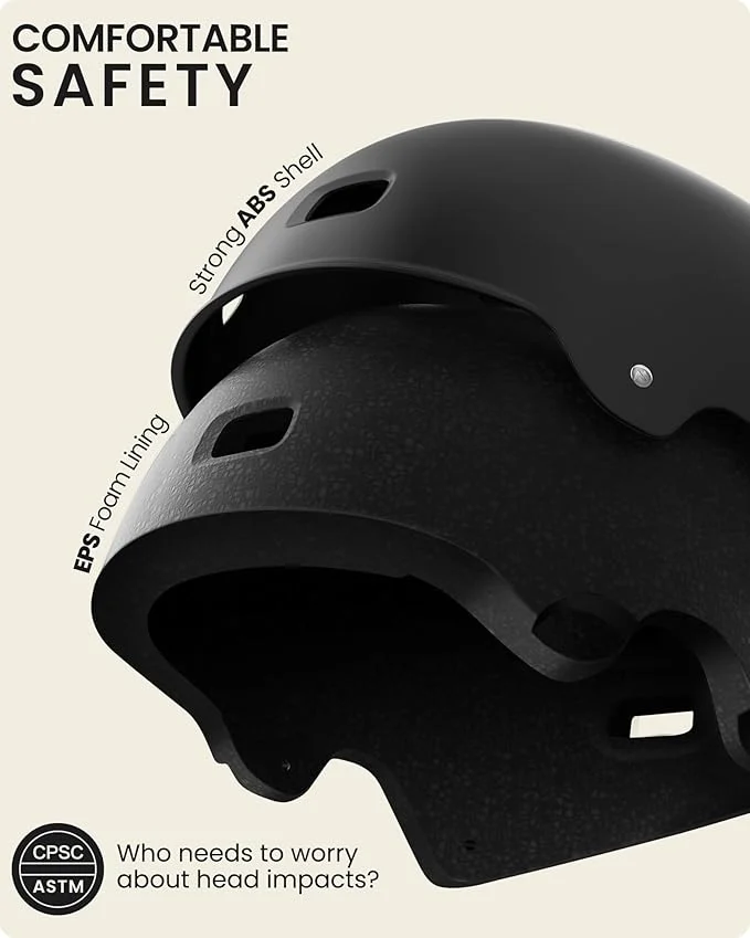 OutdoorMaster Skateboard Cycling Helmet - Two Removable Liners Ventilation