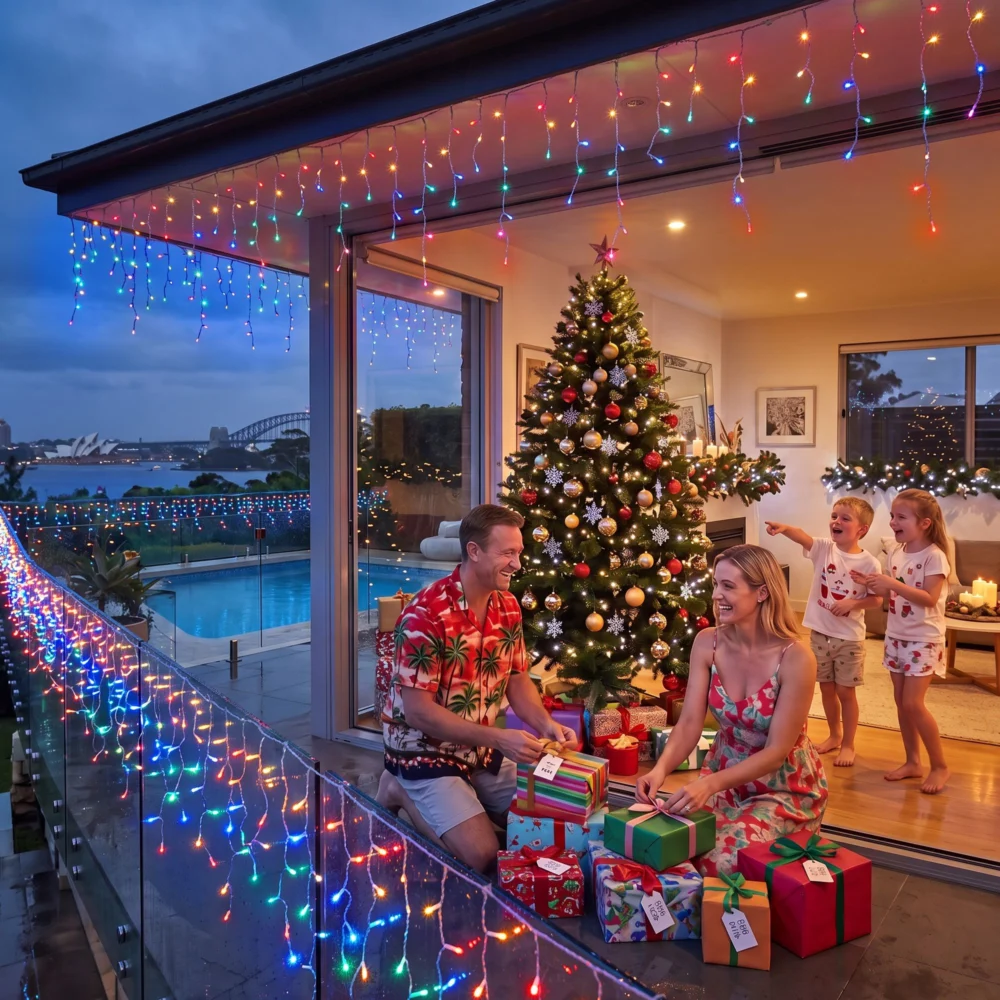 Jingle Jollys 32M Christmas Lights Icicle String Light 960 LED Multi-coloured