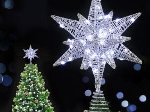 Jingle Jollys 3D Christmas Tree Topper Star LED Decorations Xmas Party Timer
