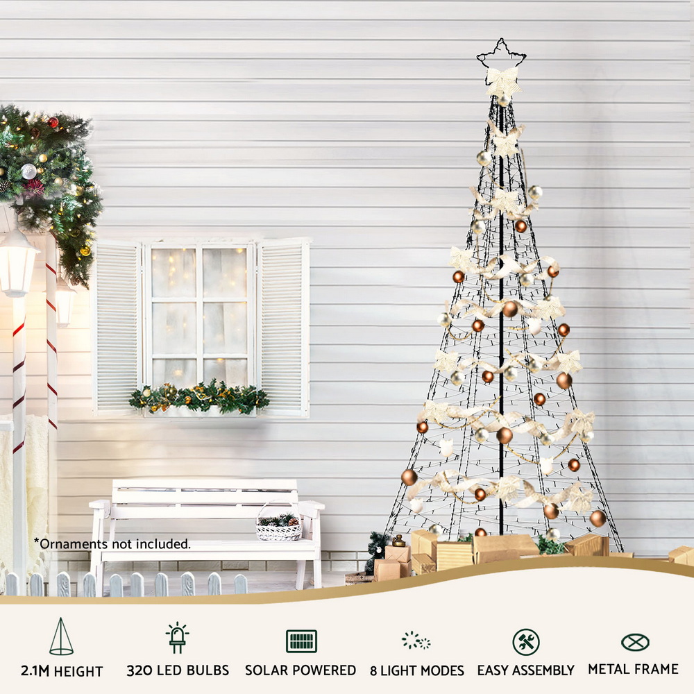 Jingle Jollys Solar Christmas Tree 2.1m 320 LED Net Lights Xmas Trees Decoration
