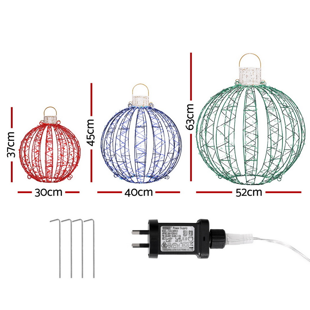 Jingle Jollys Christmas Lights 320 LED Fairy Light 3pcs Ball Decorations Set