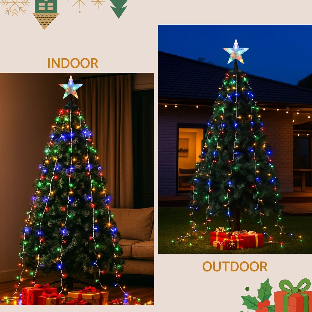 Jingle Jollys 2.5M Christmas Lights Waterfall String Light 300 LED Star Topper