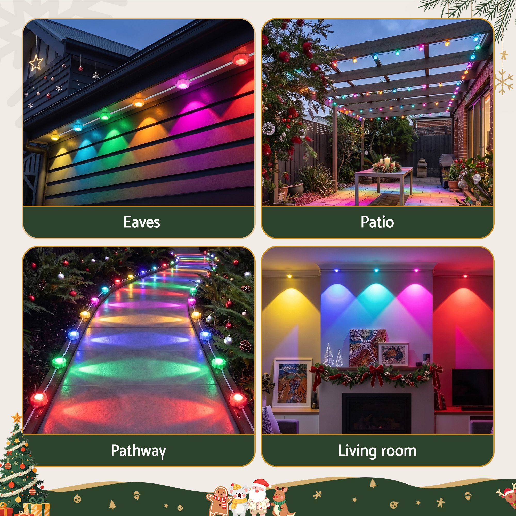 Jingle Jollys 15M Christmas Lights Permanent String Eaves Light 36 LED