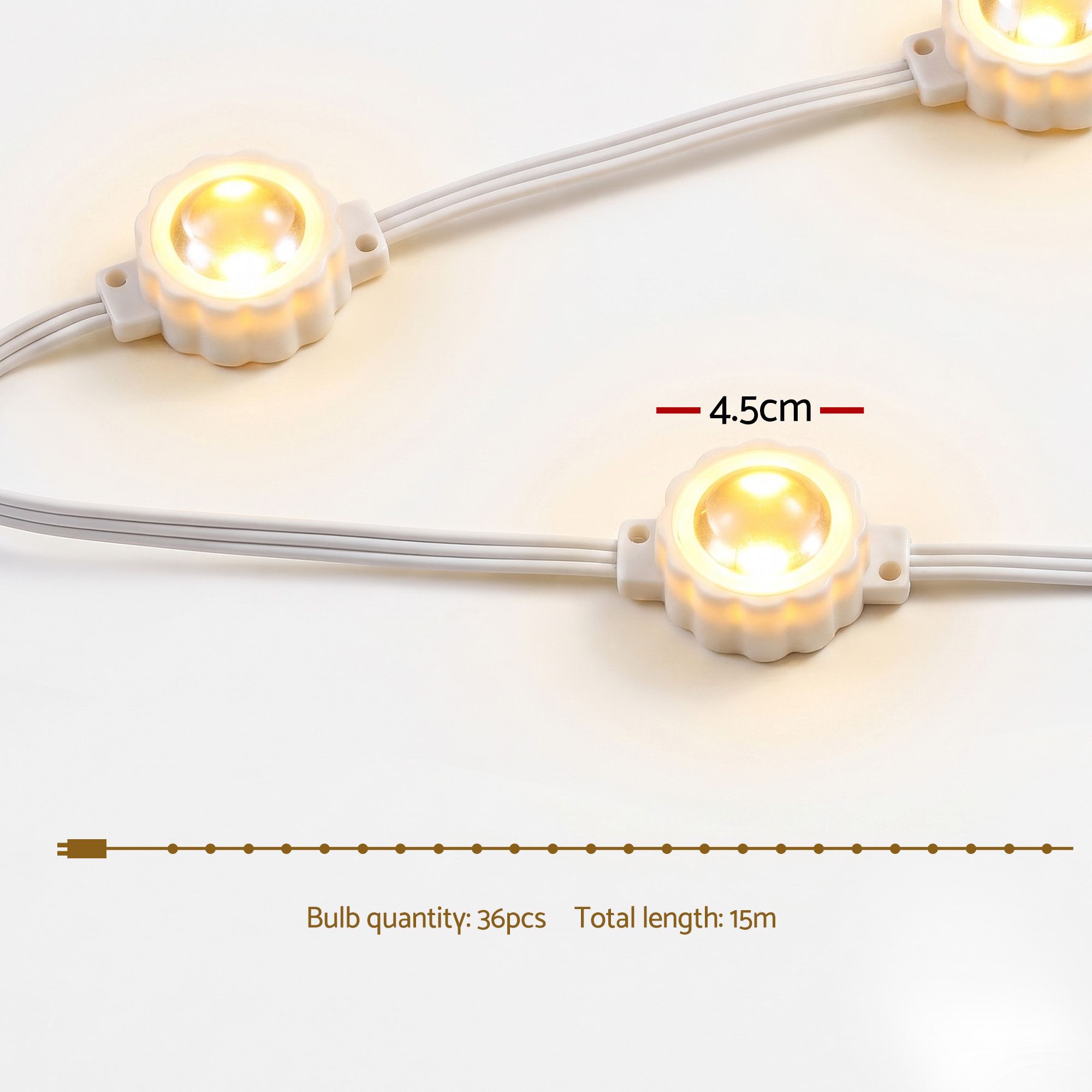 Jingle Jollys 15M Christmas Lights Permanent String Eaves Light 36 LED