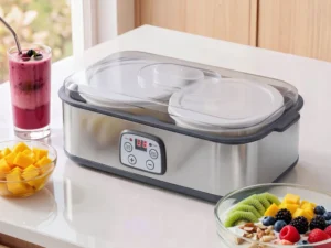 Devanti Greek Yoghurt Maker Machine 2x960ml Large Tubs Temp Control Grey