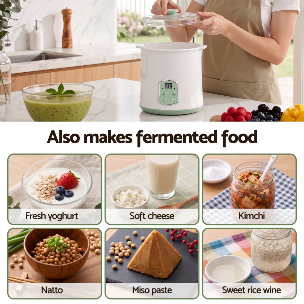 Devanti 2-in-1 Yoghurt Maker & Fermenter 2L w/ Greek Yoghurt Strainer Soft