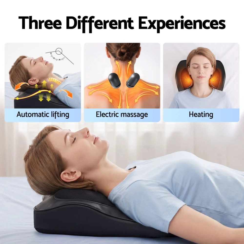 Livemor Back Massager w/ Heat & Traction, Neck & Shoulder Massage Pillow