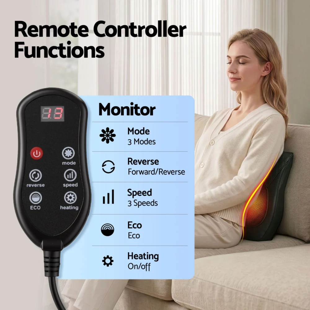 Livemor Back Massager w/ Heat & Traction, Neck & Shoulder Massage Pillow