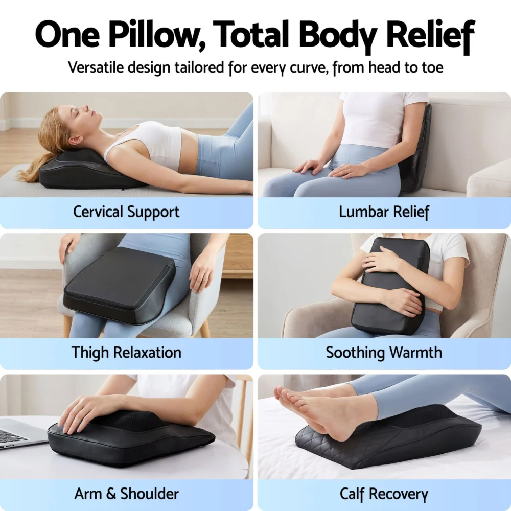 Livemor Back Massager w/ Heat & Traction, Neck & Shoulder Massage Pillow