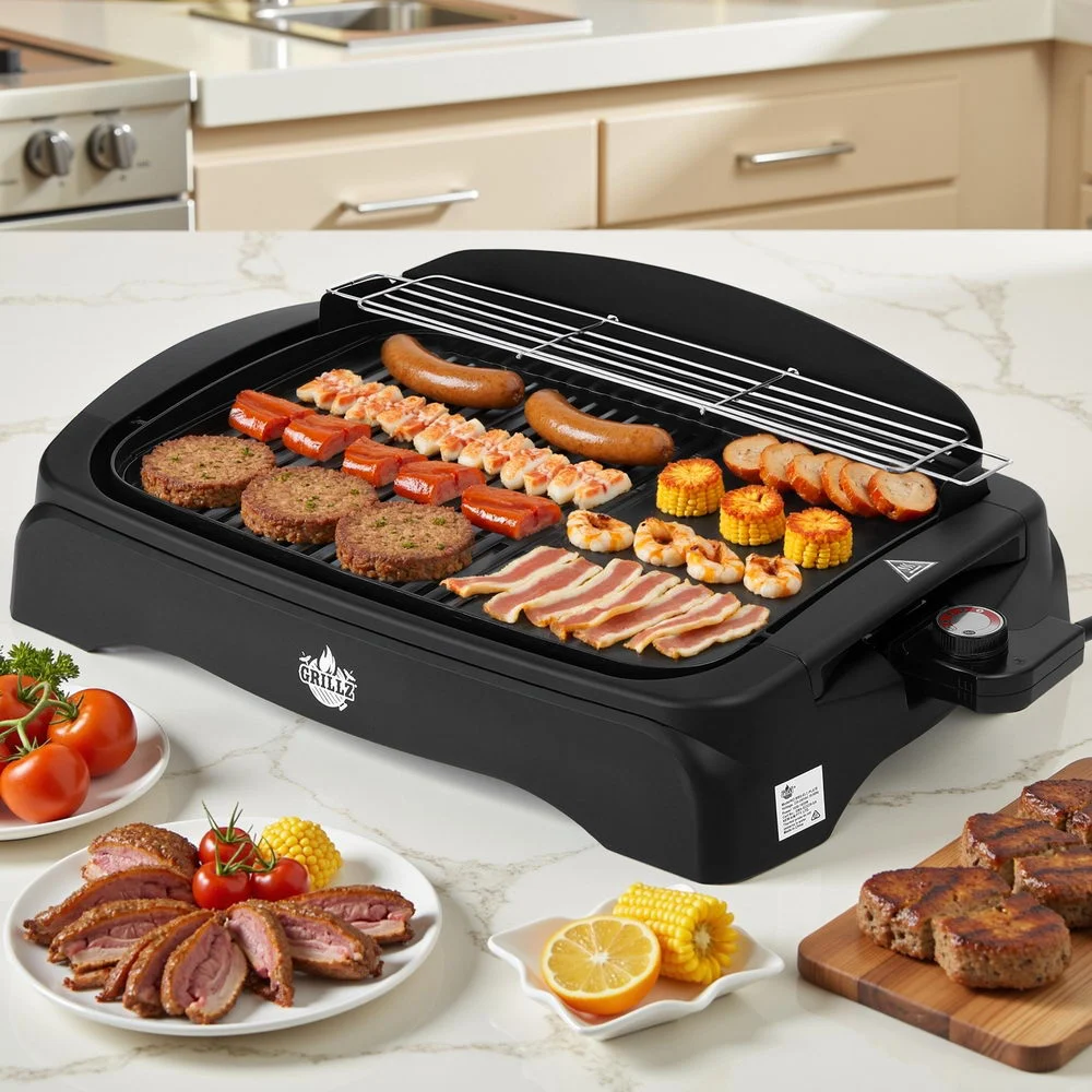 Grillz 1950W Electric BBQ Grill Non-stick Plate for Indoor Outdoor