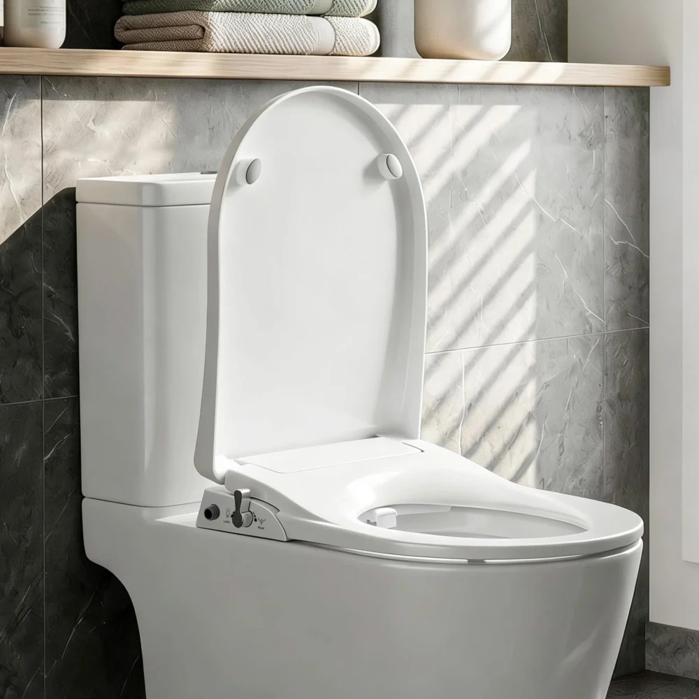 Cefito Non Electric Bidet Toilet Seat D-Shape Dual Nozzle Soft Close WaterMark