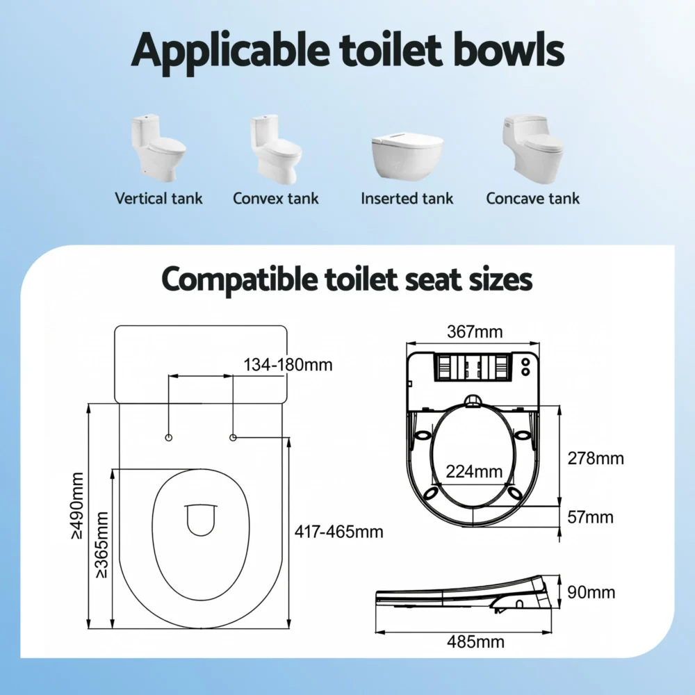 Cefito Non Electric Bidet Toilet Seat D-Shape Dual Nozzle Soft Close WaterMark