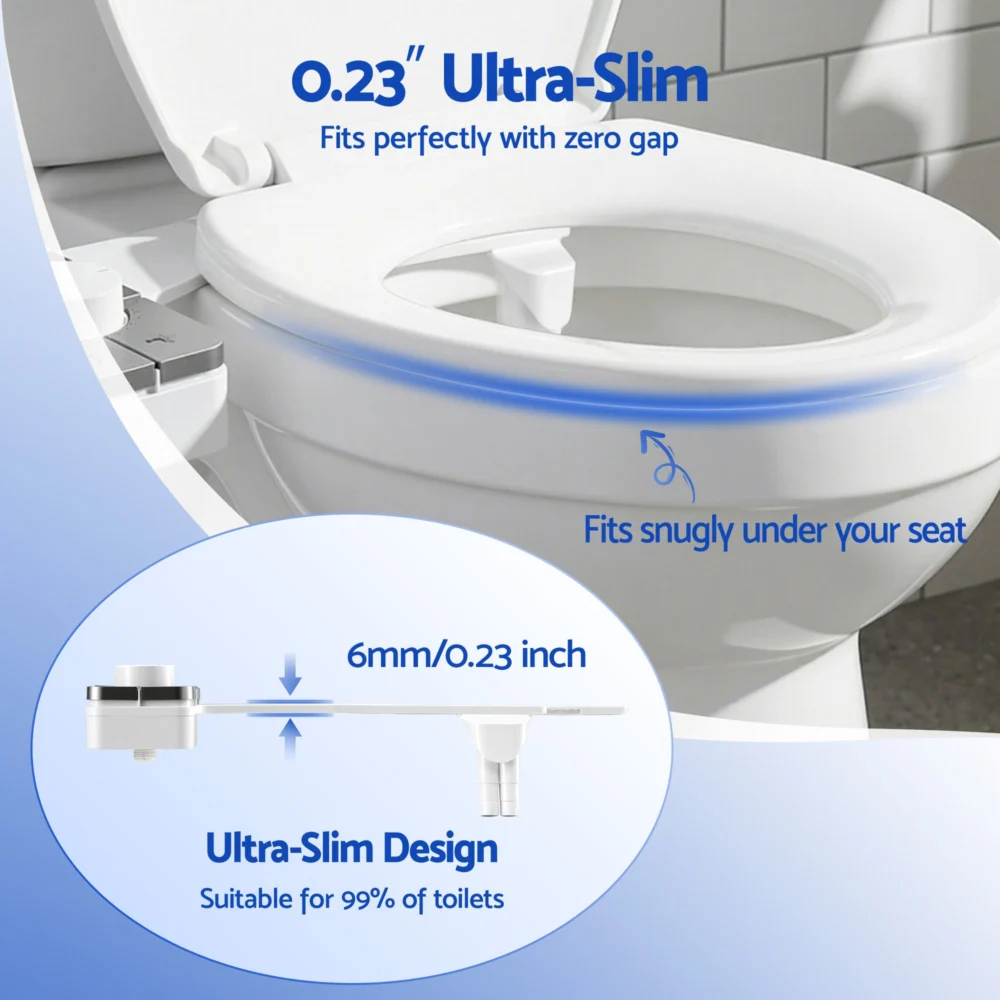 Cefito Non-Electric Ultra-Slim Bidet Attachment Detachable Bidet w/ Dual Nozzle