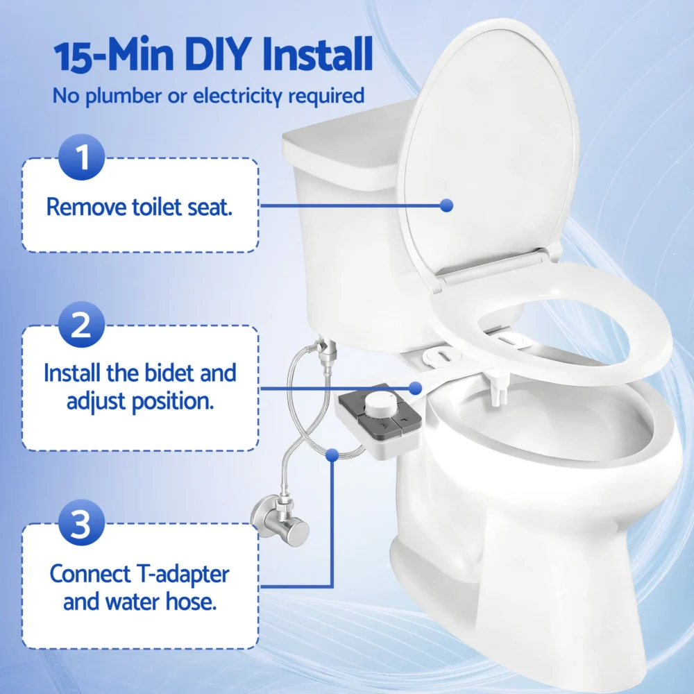 Cefito Non-Electric Ultra-Slim Bidet Attachment Detachable Bidet w/ Dual Nozzle