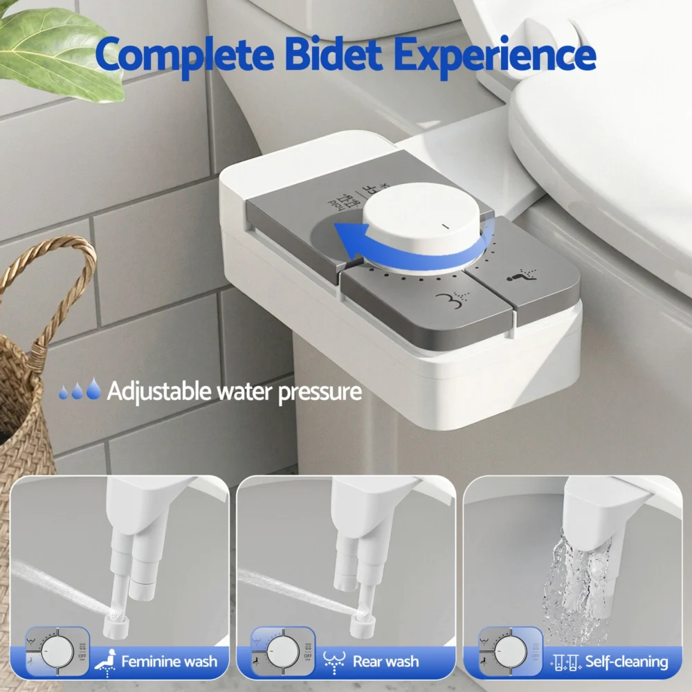 Cefito Non-Electric Ultra-Slim Bidet Attachment Detachable Bidet w/ Dual Nozzle