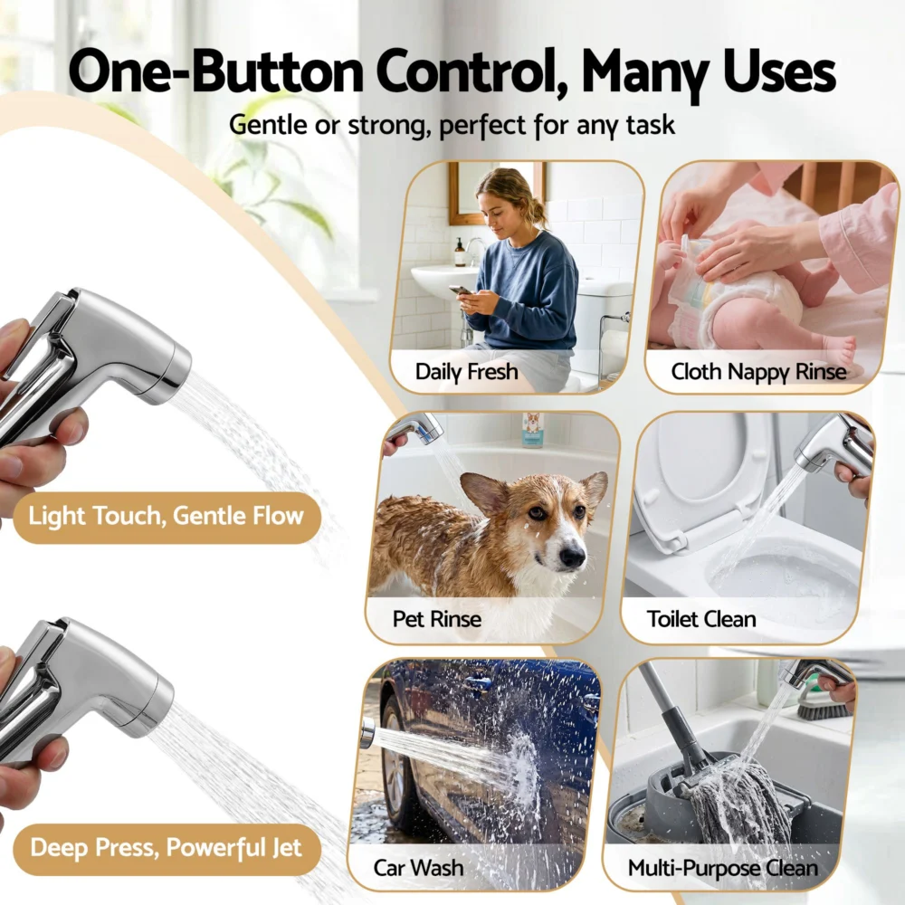 Cefito Handheld Bidet Sprayer for Toilet 1.5m Stainless Steel Hose Jet Spray for