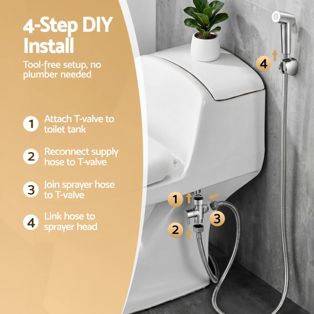 Cefito Handheld Bidet Sprayer for Toilet 1.5m Stainless Steel Hose Jet Spray for