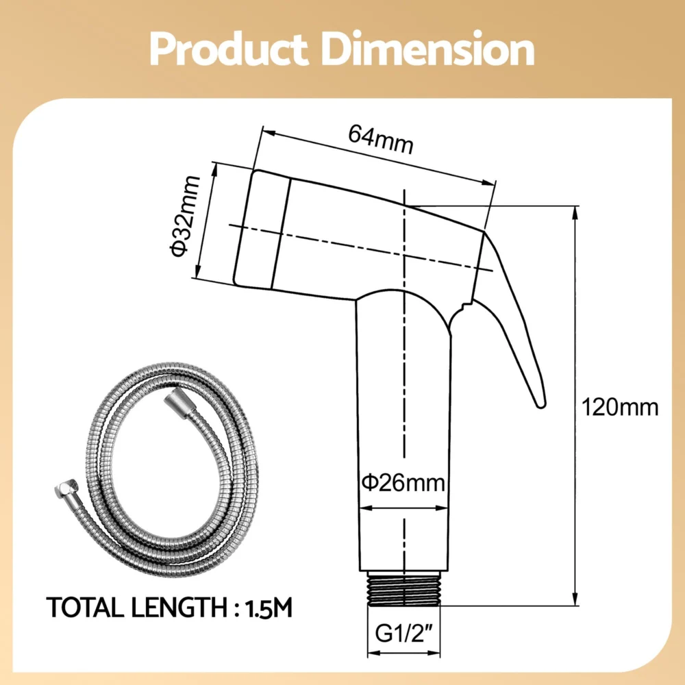 Cefito Handheld Bidet Sprayer for Toilet 1.5m Stainless Steel Hose Jet Spray for